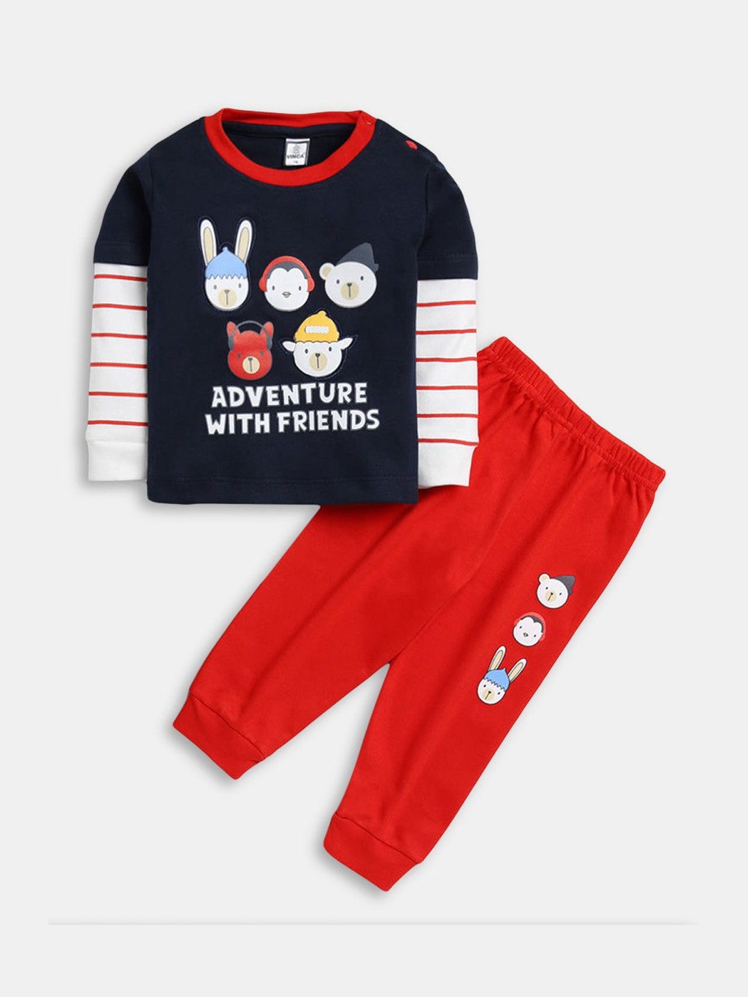 

Hopscotch Boys Printed Night suit, Navy blue