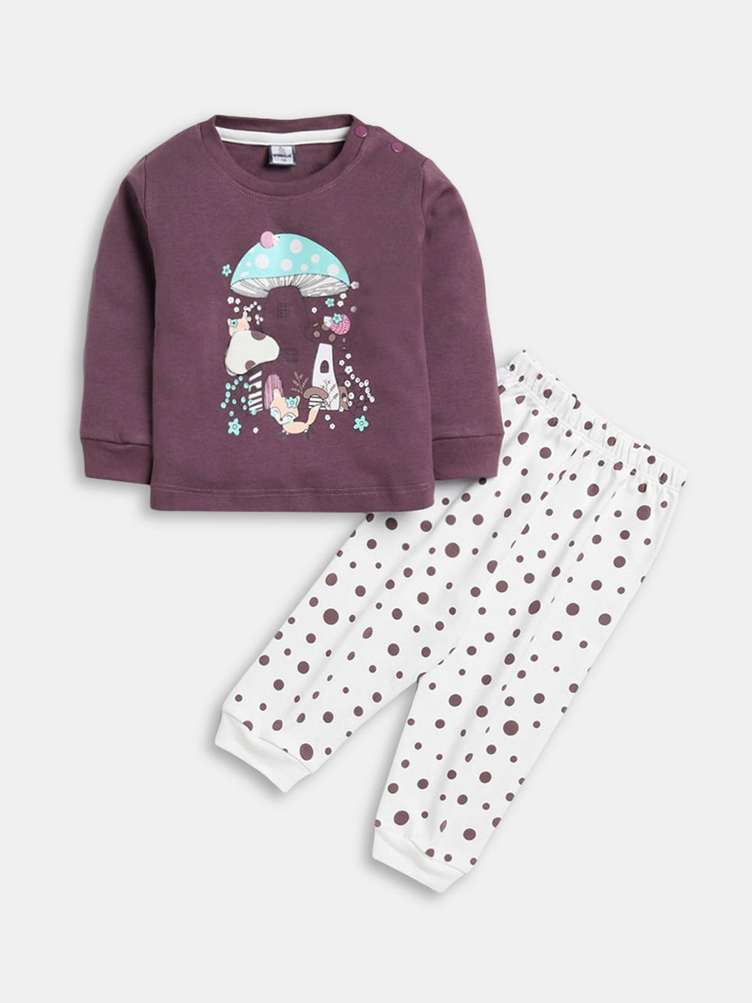 

Hopscotch Girls Printed Night suit, Purple