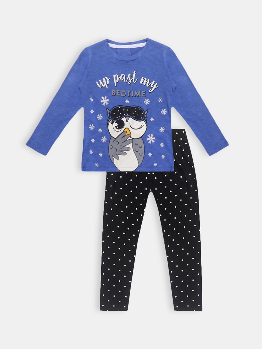 

Hopscotch Girls Blue & Black Printed Night suit