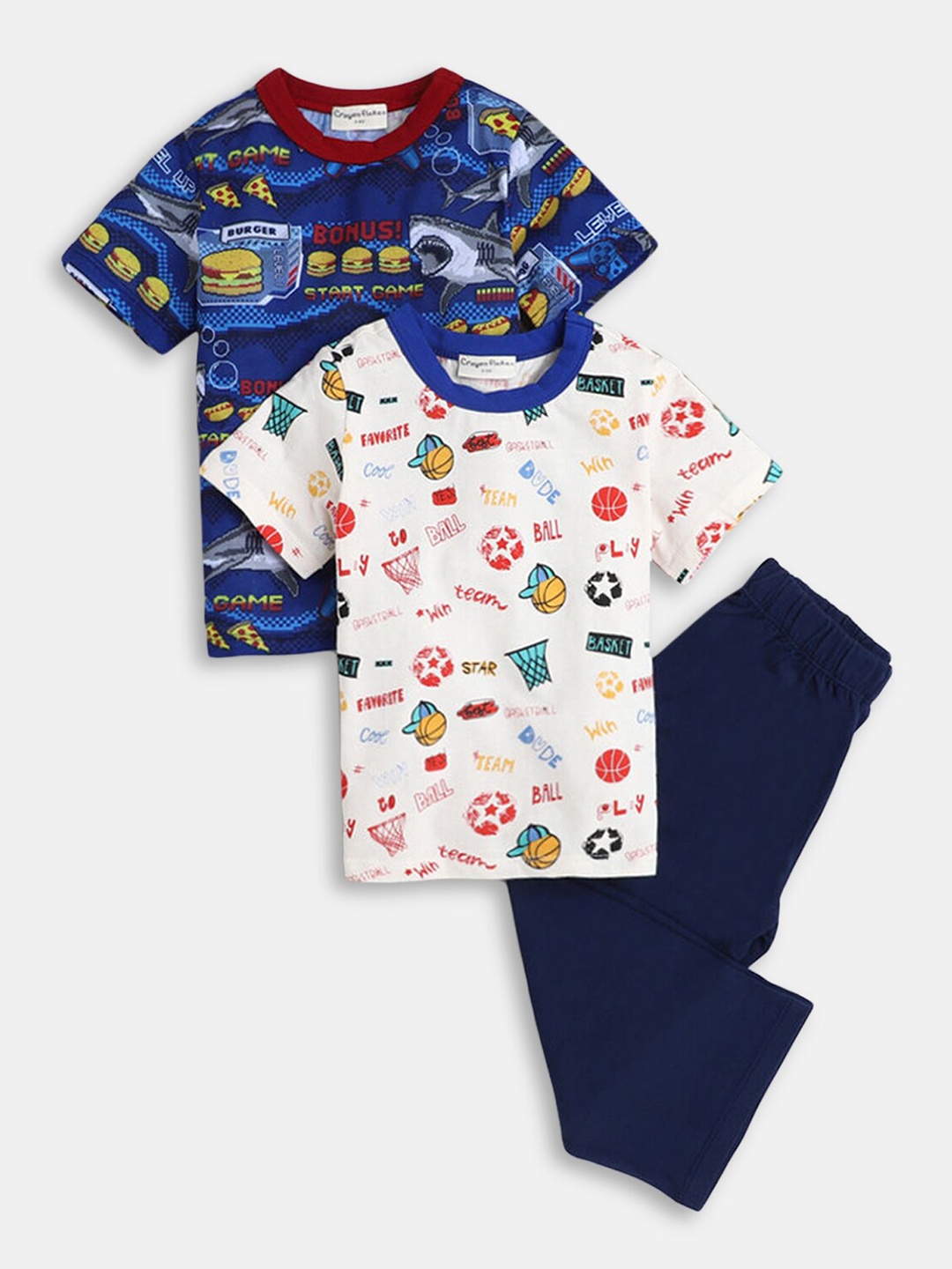 

Hopscotch Boys Blue & White Printed T-shirt with Trousers