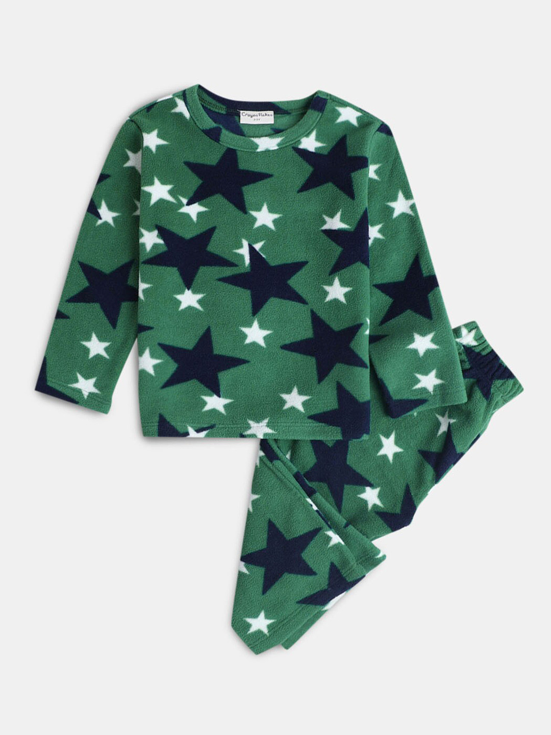 

Hopscotch Girls Green & Off White Printed Night suit