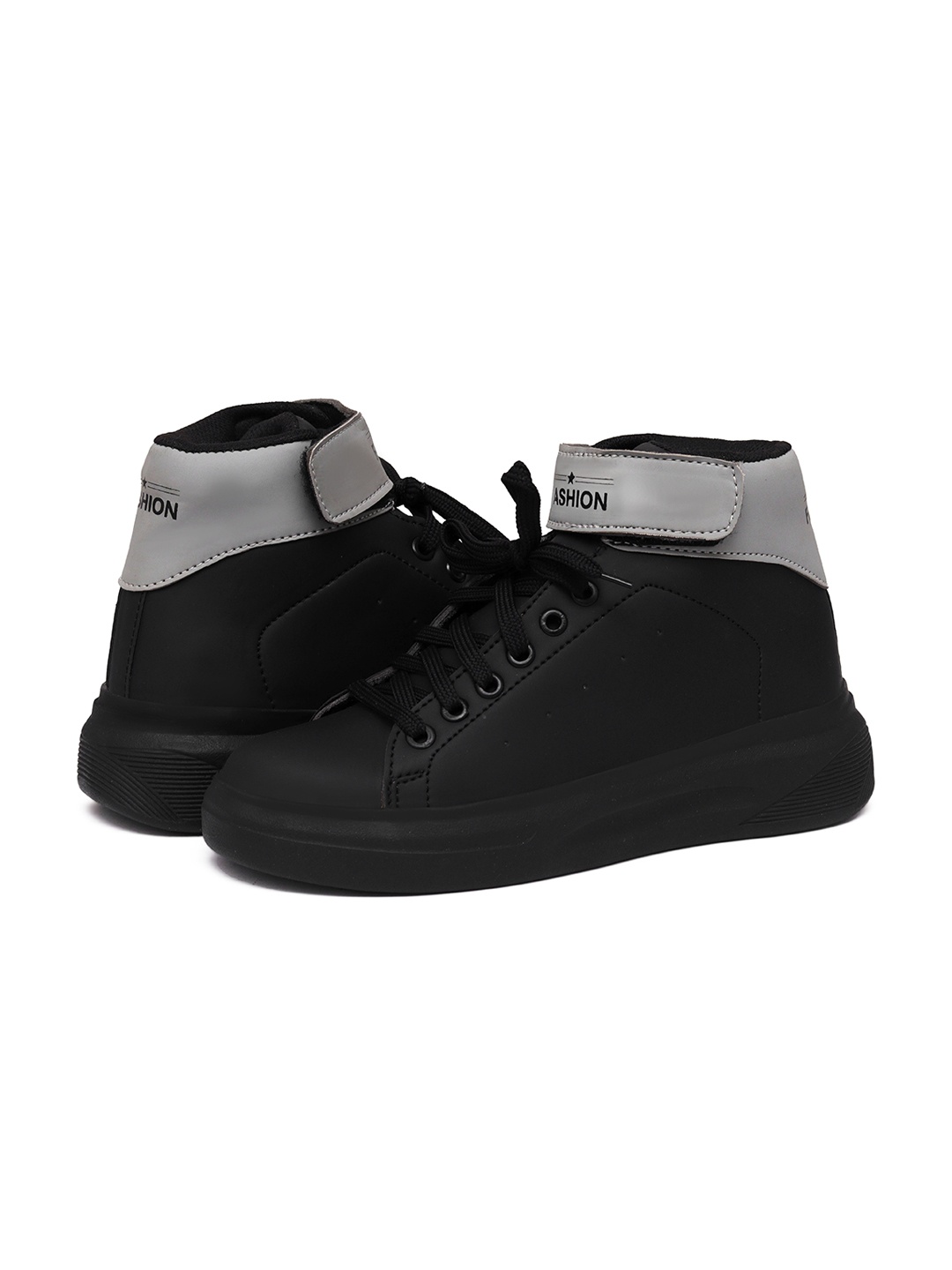 

FASHION FASTER Boys Black Solid Mid Top Sneakers
