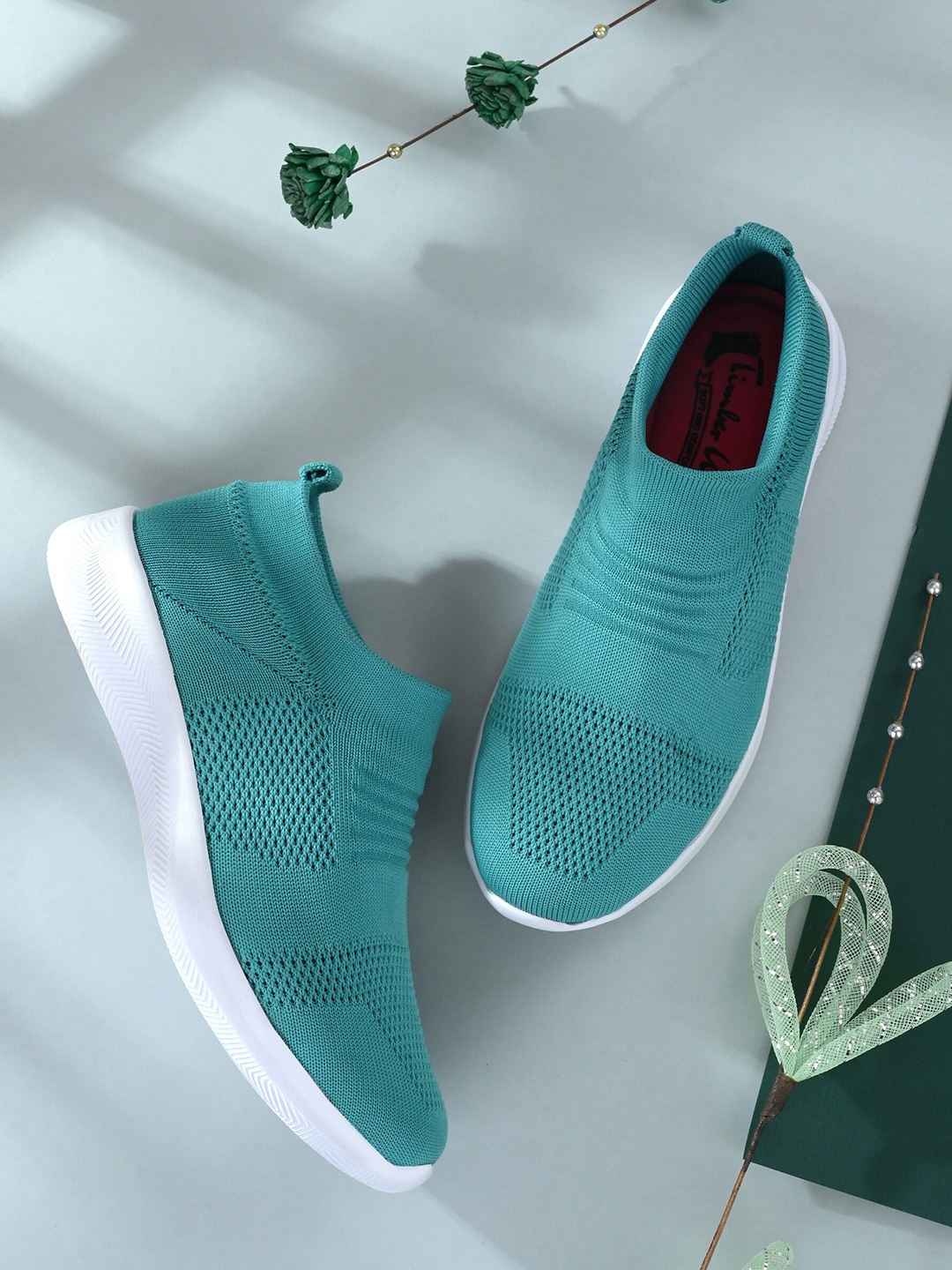 

TimberWood Women Sea Green Textile Walking Non-Marking Shoes