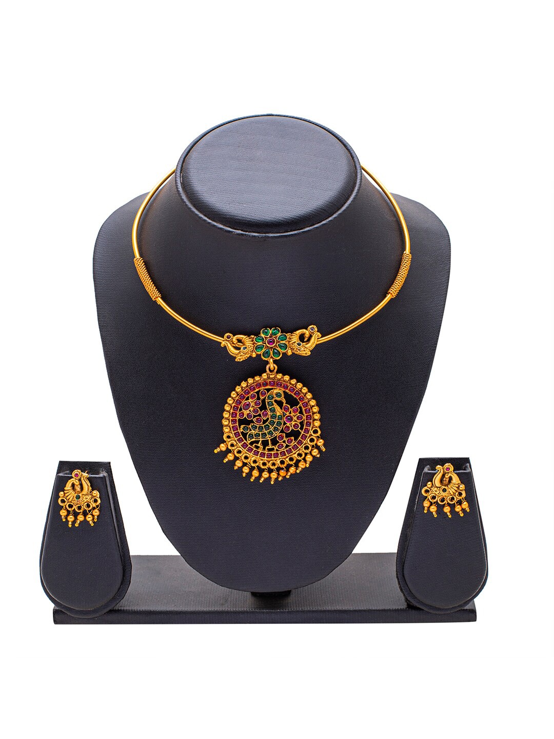 

Shining Jewel - By Shivansh Gold Plated Traditional Jewellery Set, Red