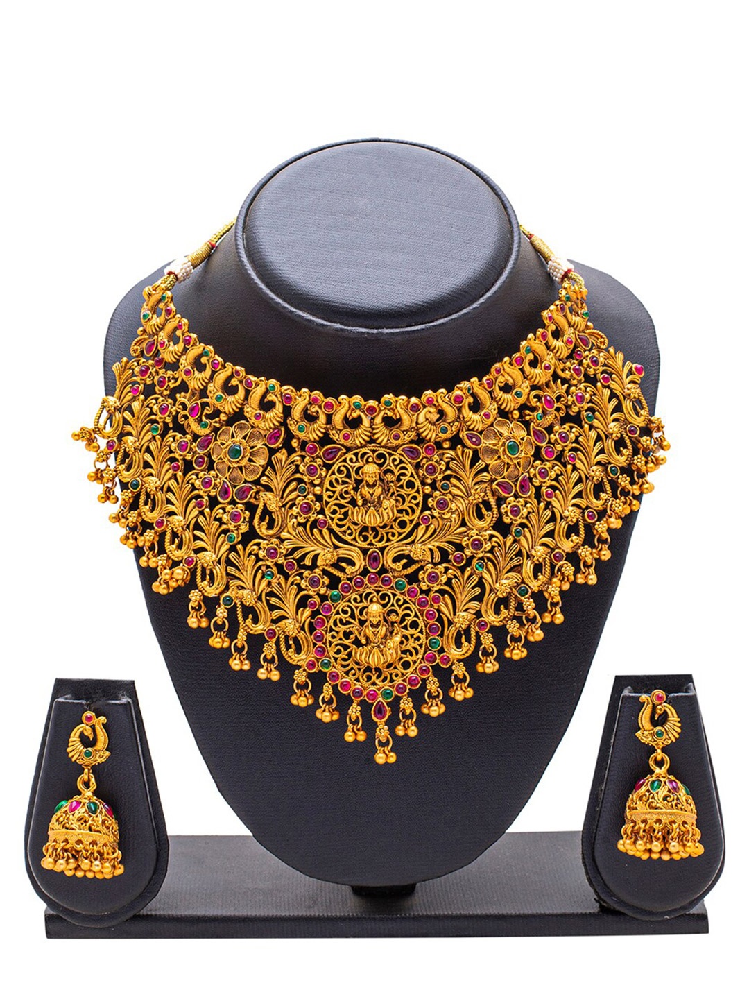 

Shining Jewel - By Shivansh Gold Plated Ethnic Bridal Choker Necklace with Earrings