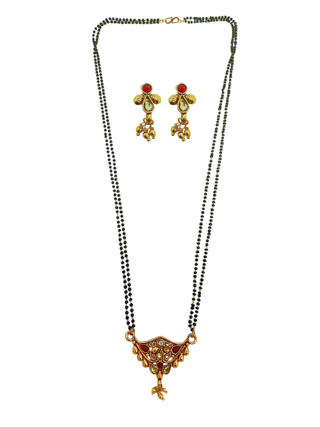 

FEMMIBELLA Women Black Gold-plated Mangalsutra