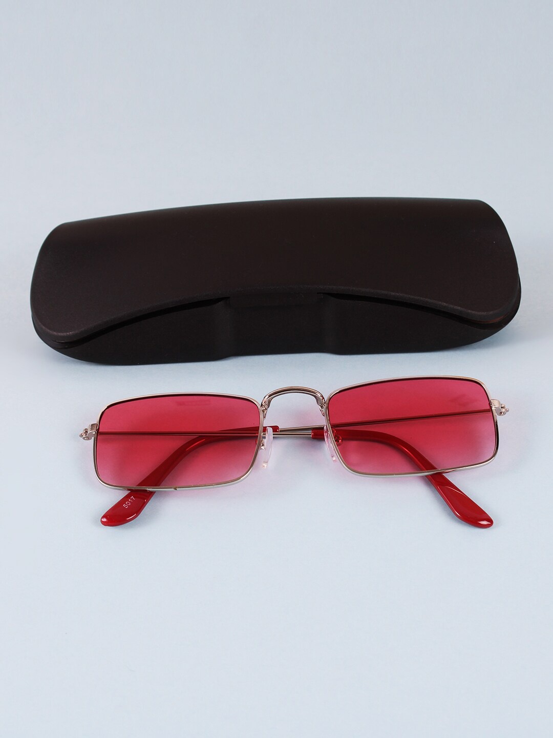 

FUZOKU Unisex Red Lens Rectangle Sunglasses with UV Protected Lens