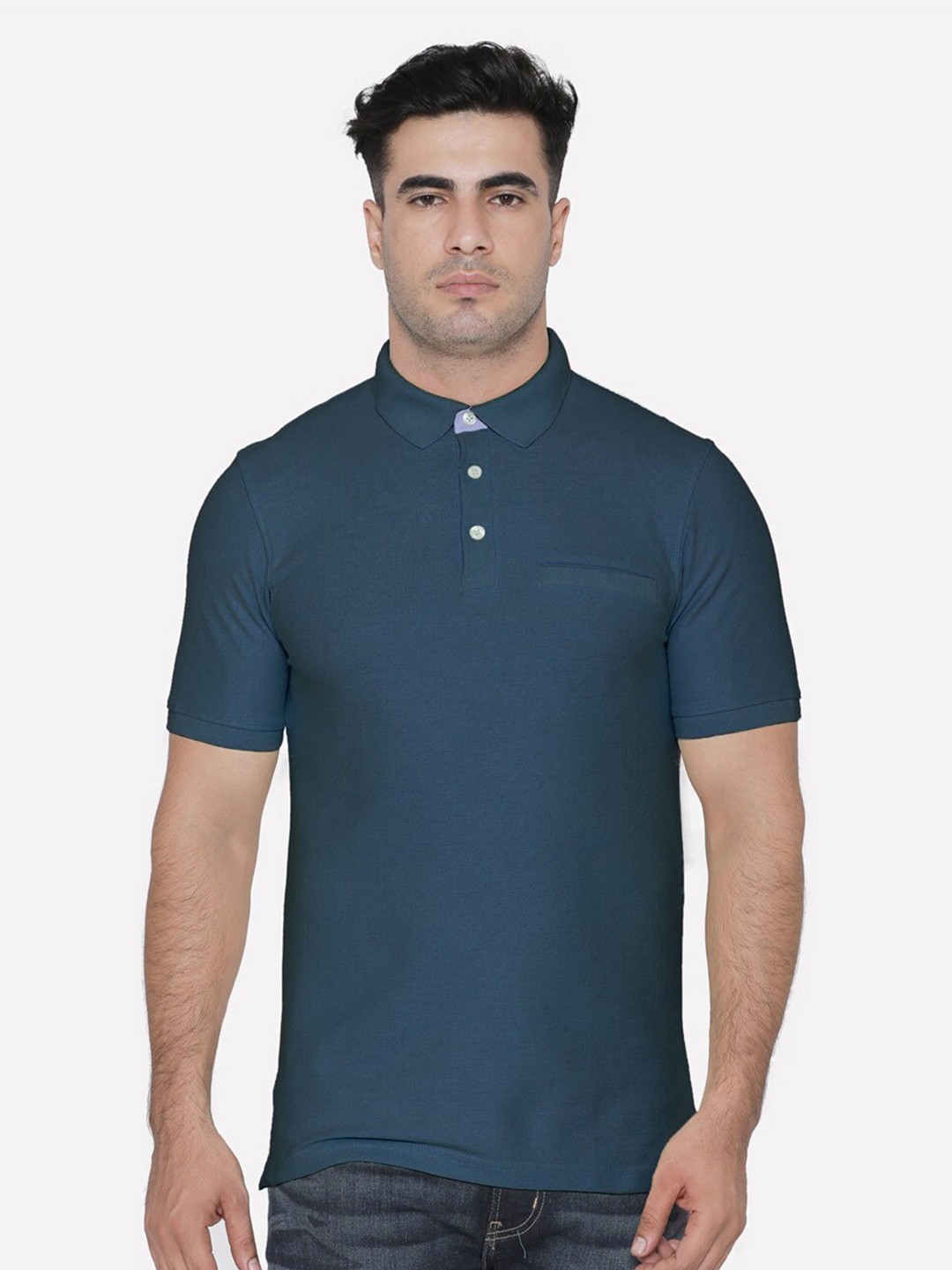 

Bonjour Men Navy Blue Cotton T-shirt