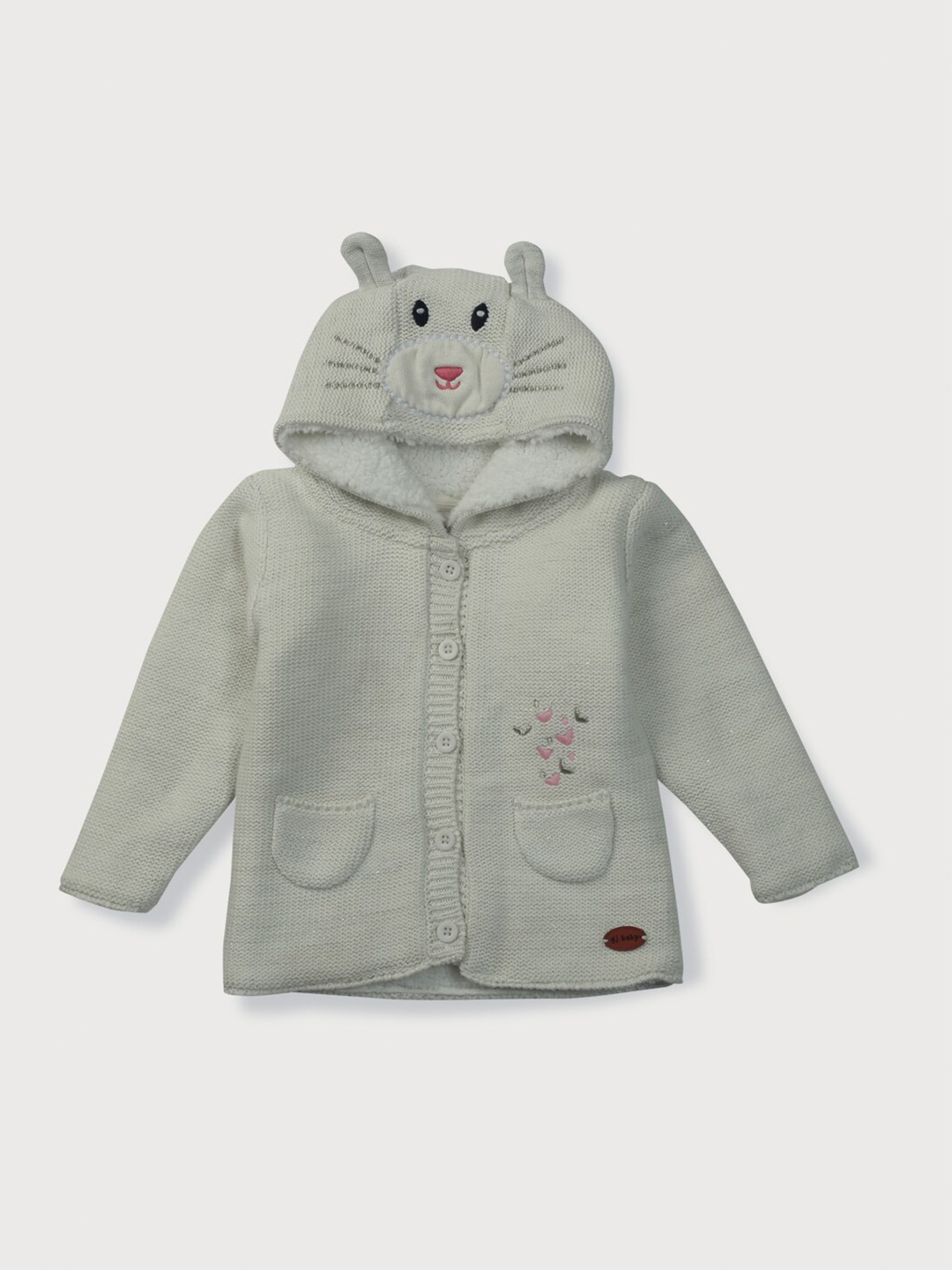 

Gini and Jony Girls Grey Hooded Woolen Cardigan