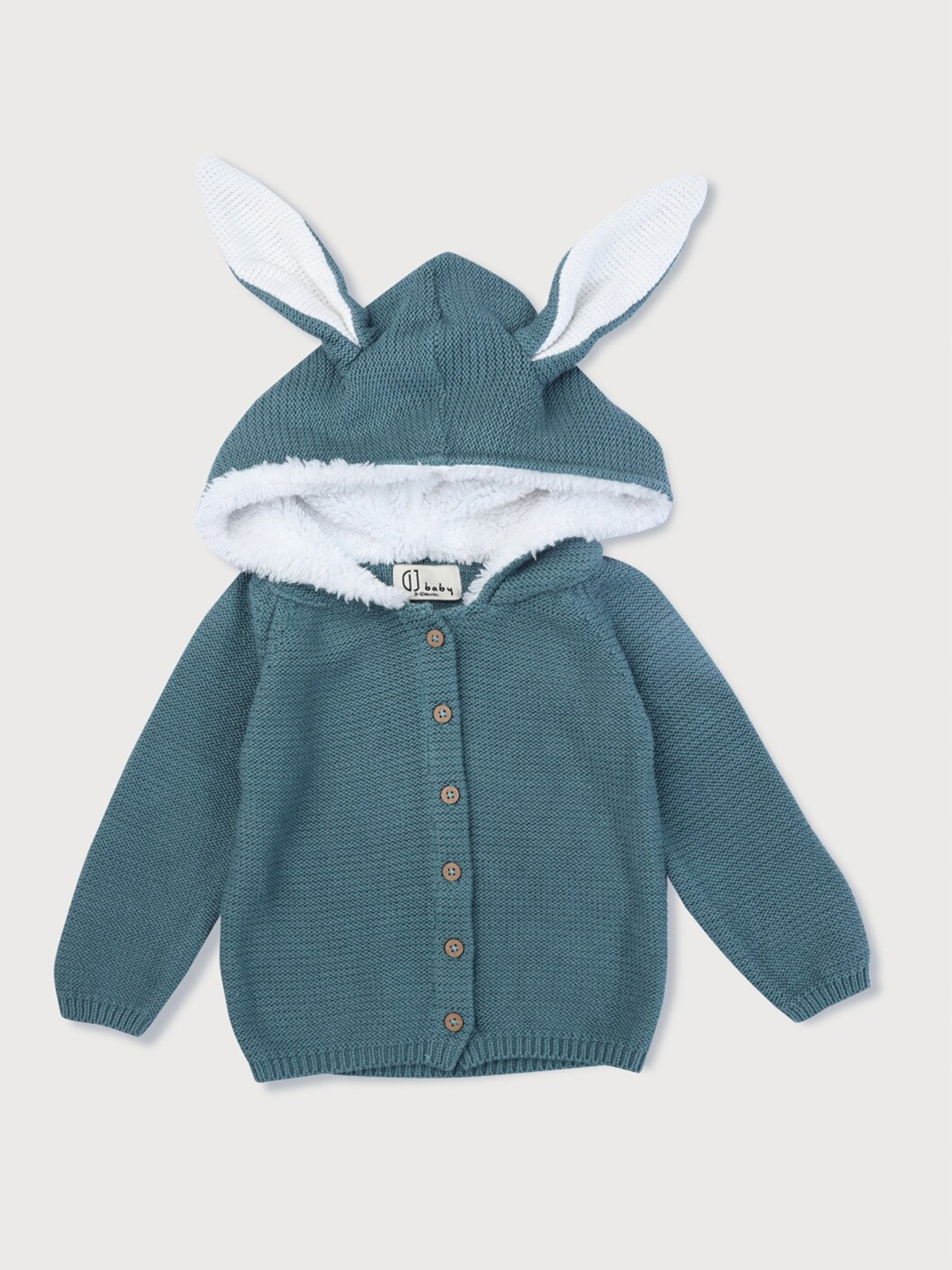

Gini and Jony Unisex Kids Blue & White Hooded Cardigan