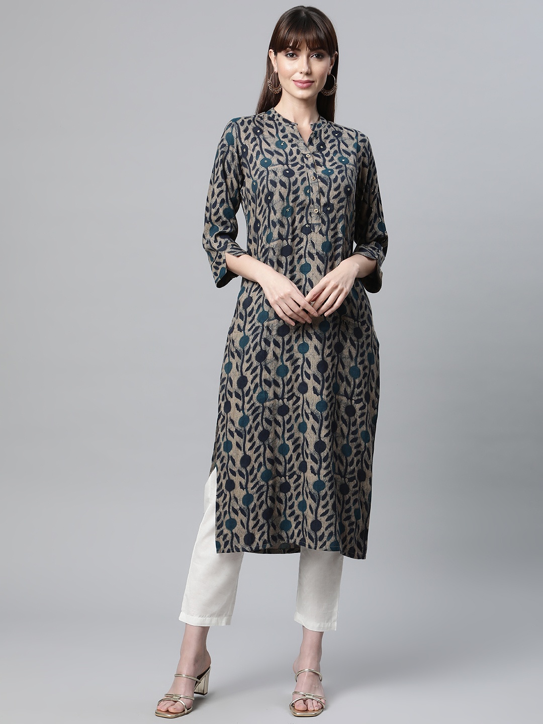 

Readiprint Fashions Women Navy Blue Floral Kurta