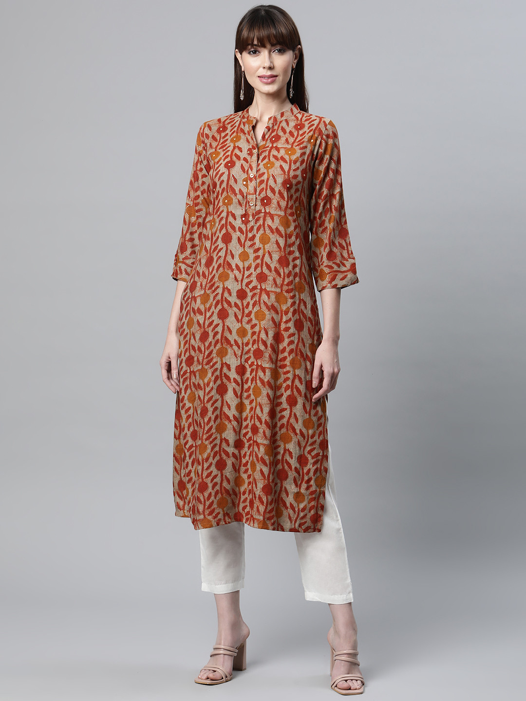 

Readiprint Fashions Women Rust Floral Kurta