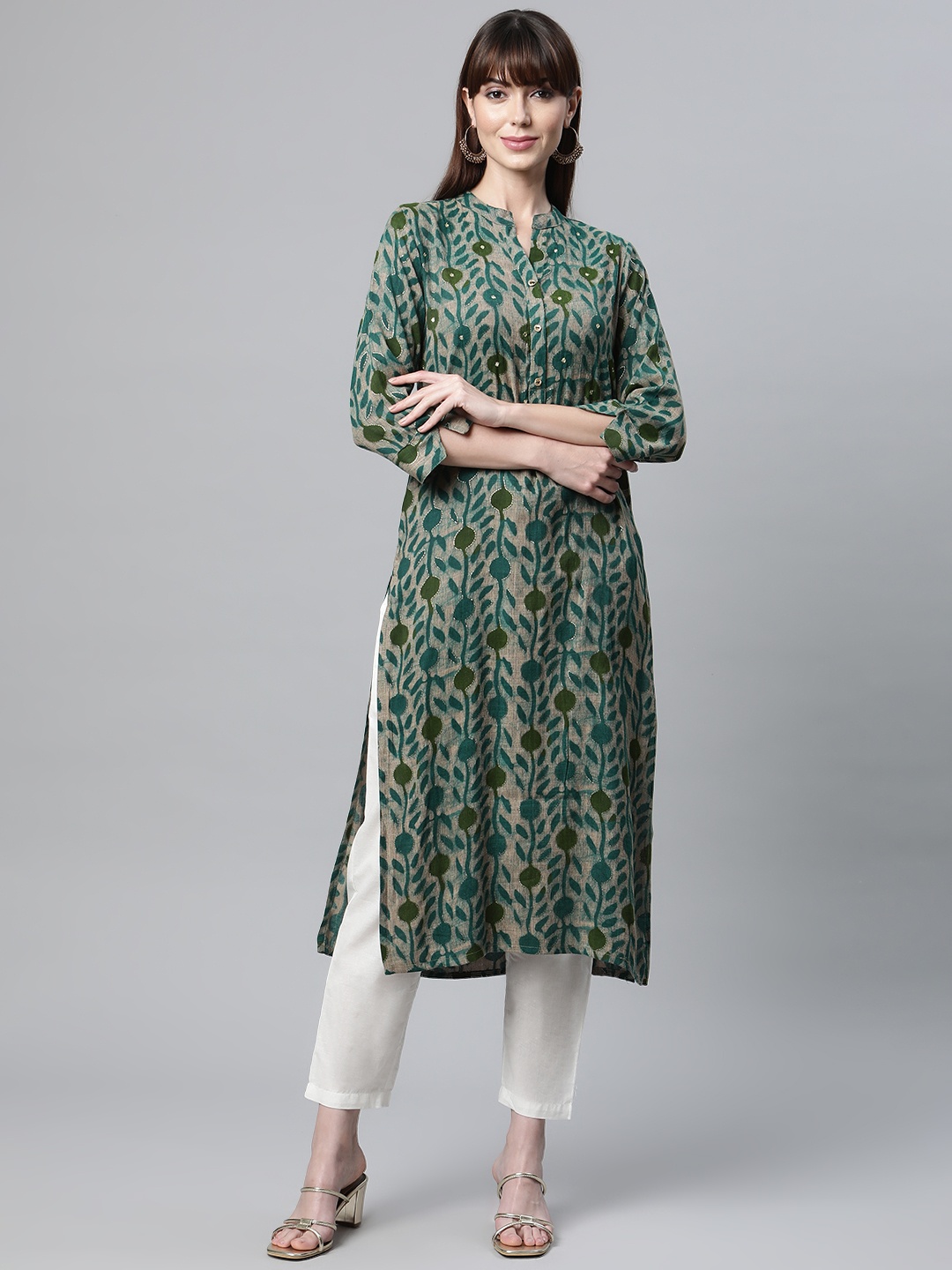 

Readiprint Fashions Women Green Floral Kurta