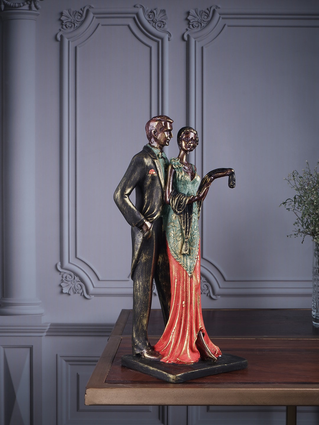 

THE WHITE INK DECOR Red & Black Premium Couple Figurine Showpiece