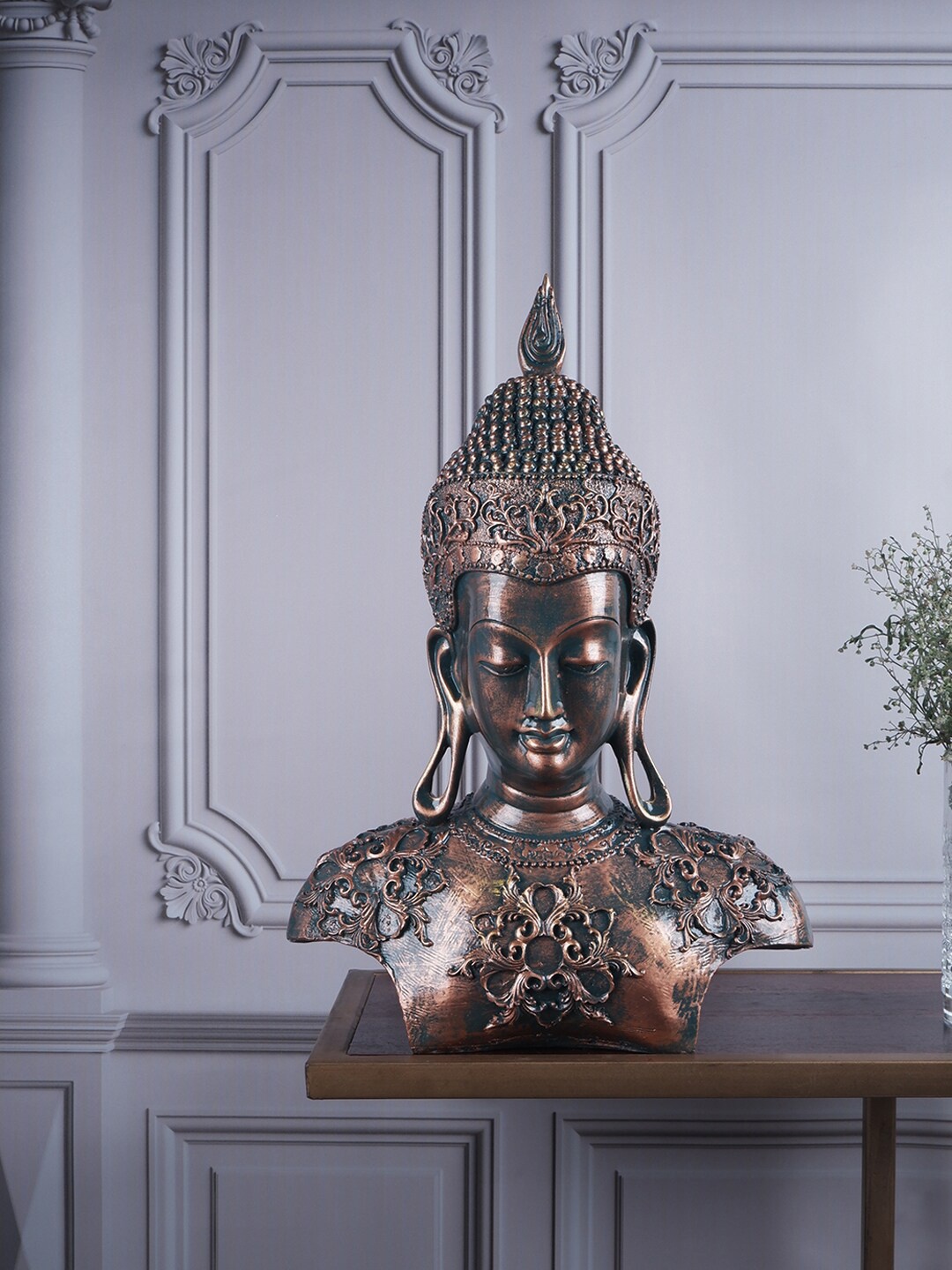 

THE WHITE INK DECOR Brown Buddha Figurine Showpiece