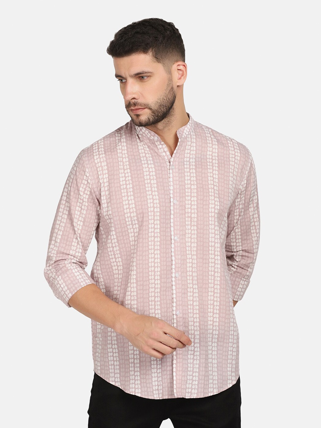 

JJAAGG T Men Beige Comfort Striped Casual Shirt