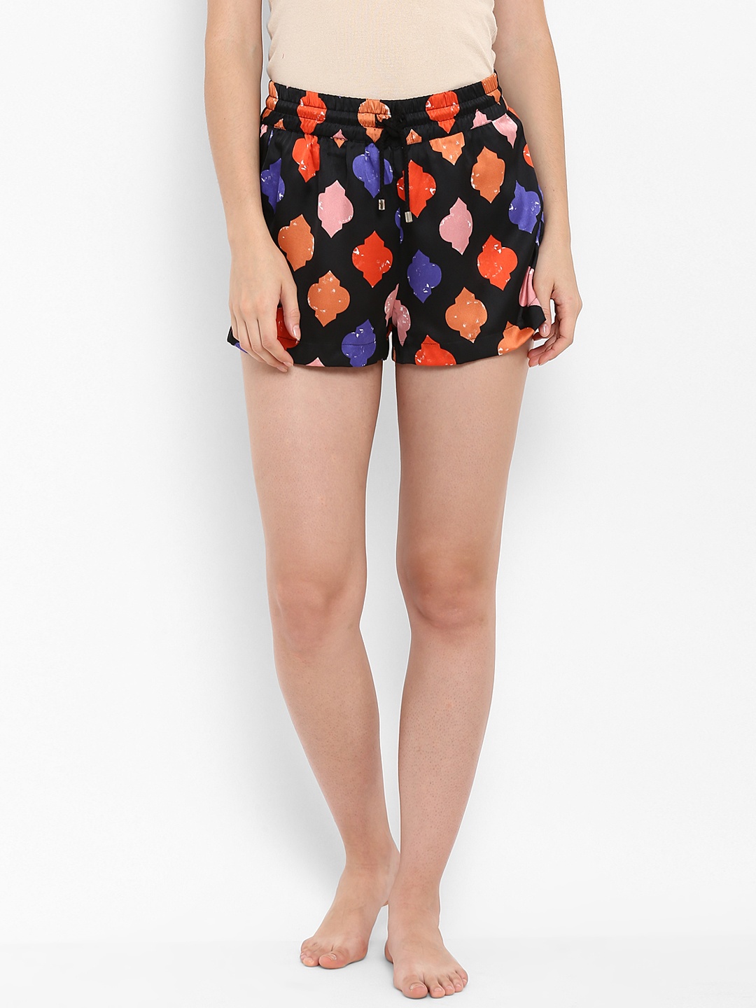 

Athah Women Black and Orange Printed Lounge wear Shorts