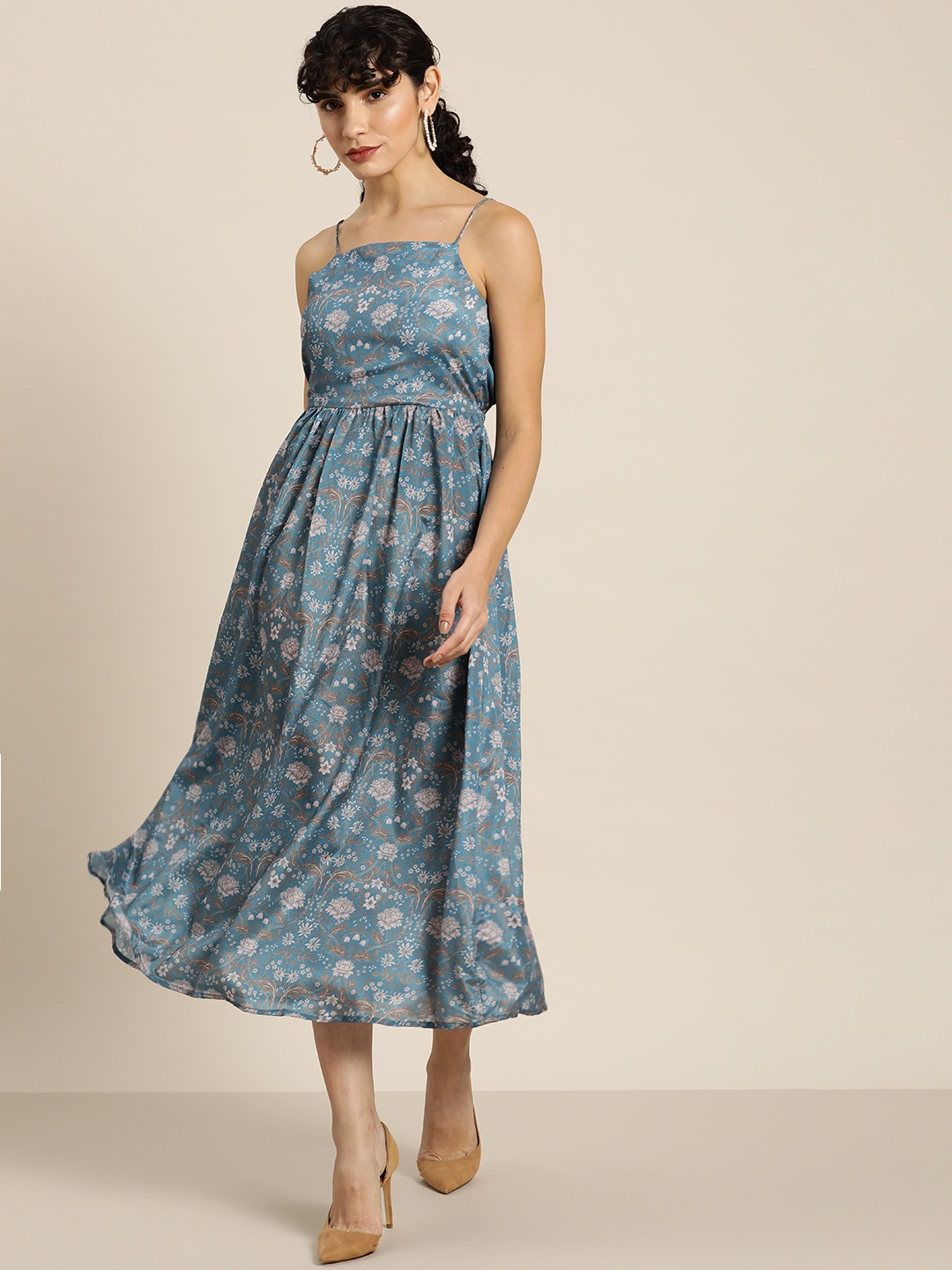 

Moda Rapido Teal Floral Midi Dress