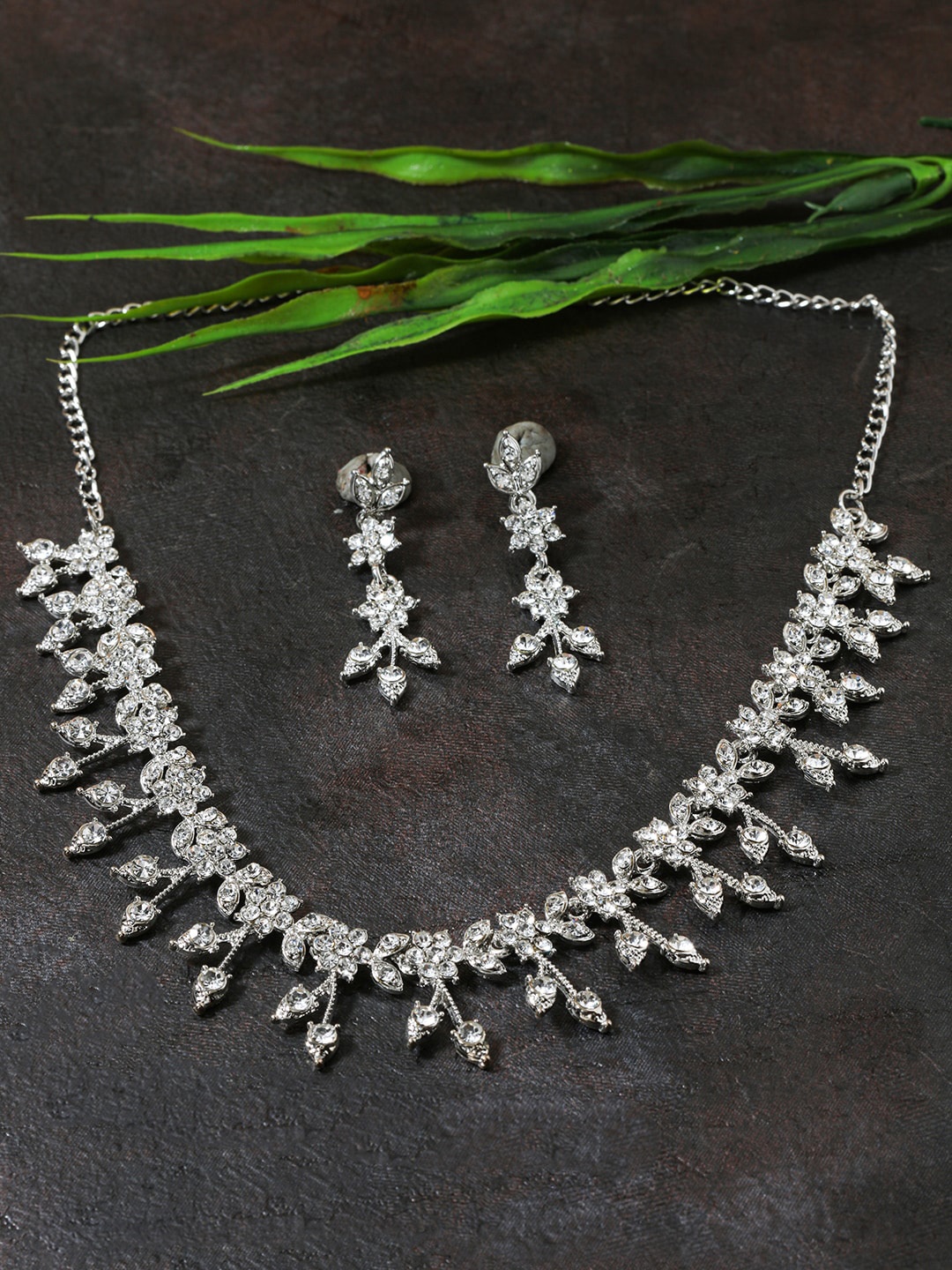 

AccessHer Silver-Plated AD-Studded Jewellery Set