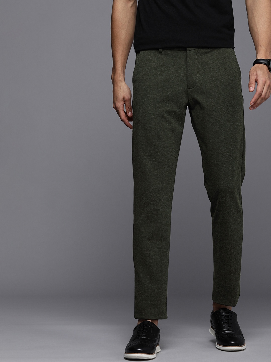 

Allen Solly Men Slim Fit Trousers, Olive