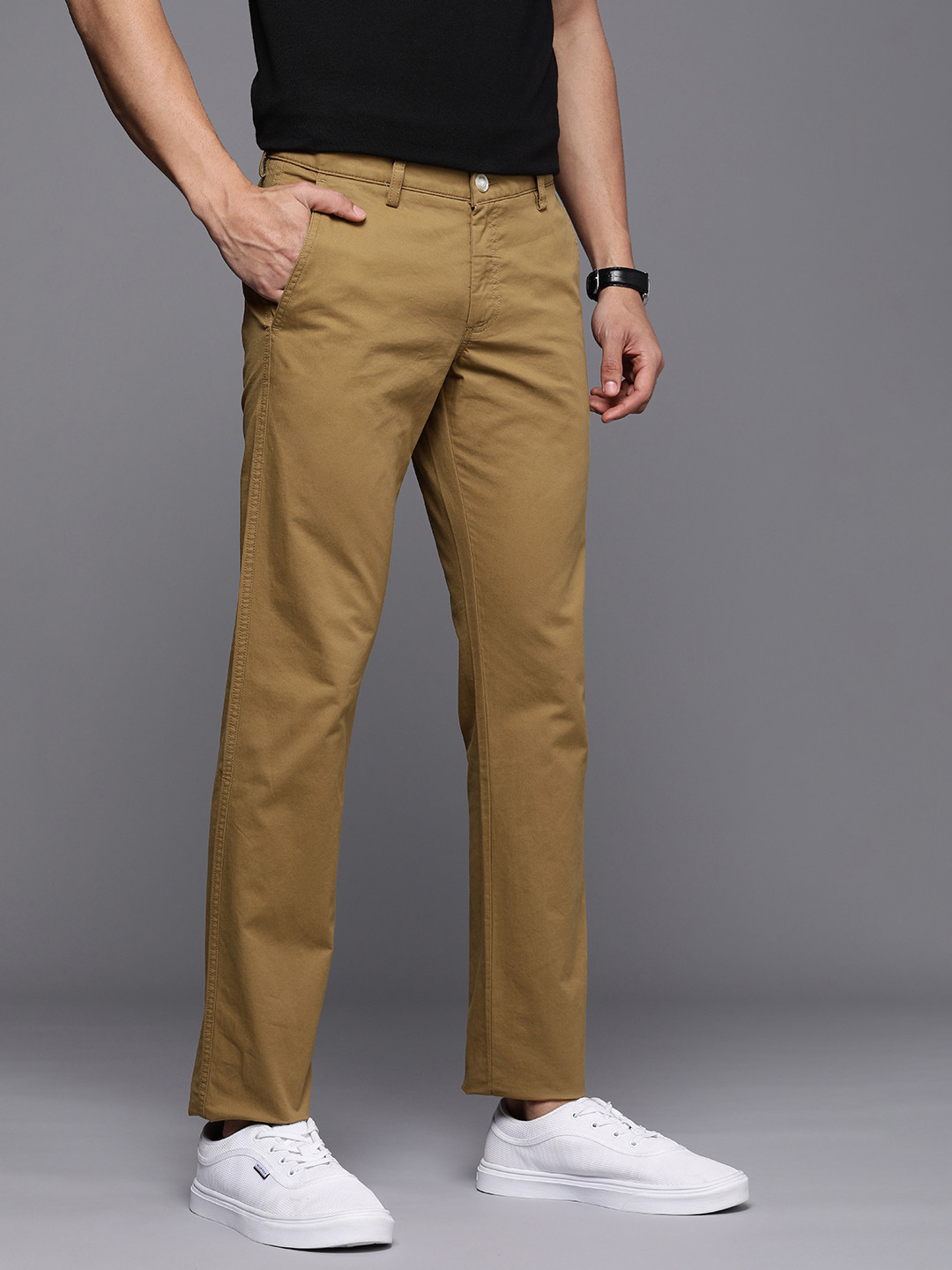 

Allen Solly Men Slim Fit Casual Trousers, Brown