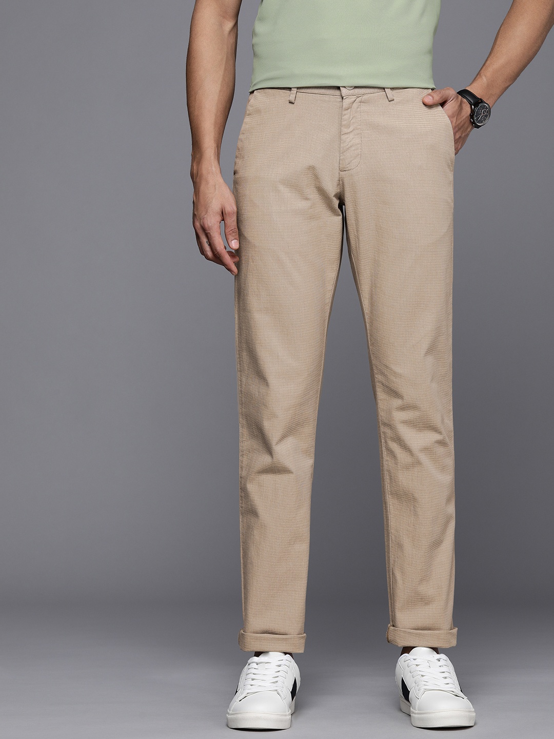 

Allen Solly Men Slim Fit Trousers, Beige