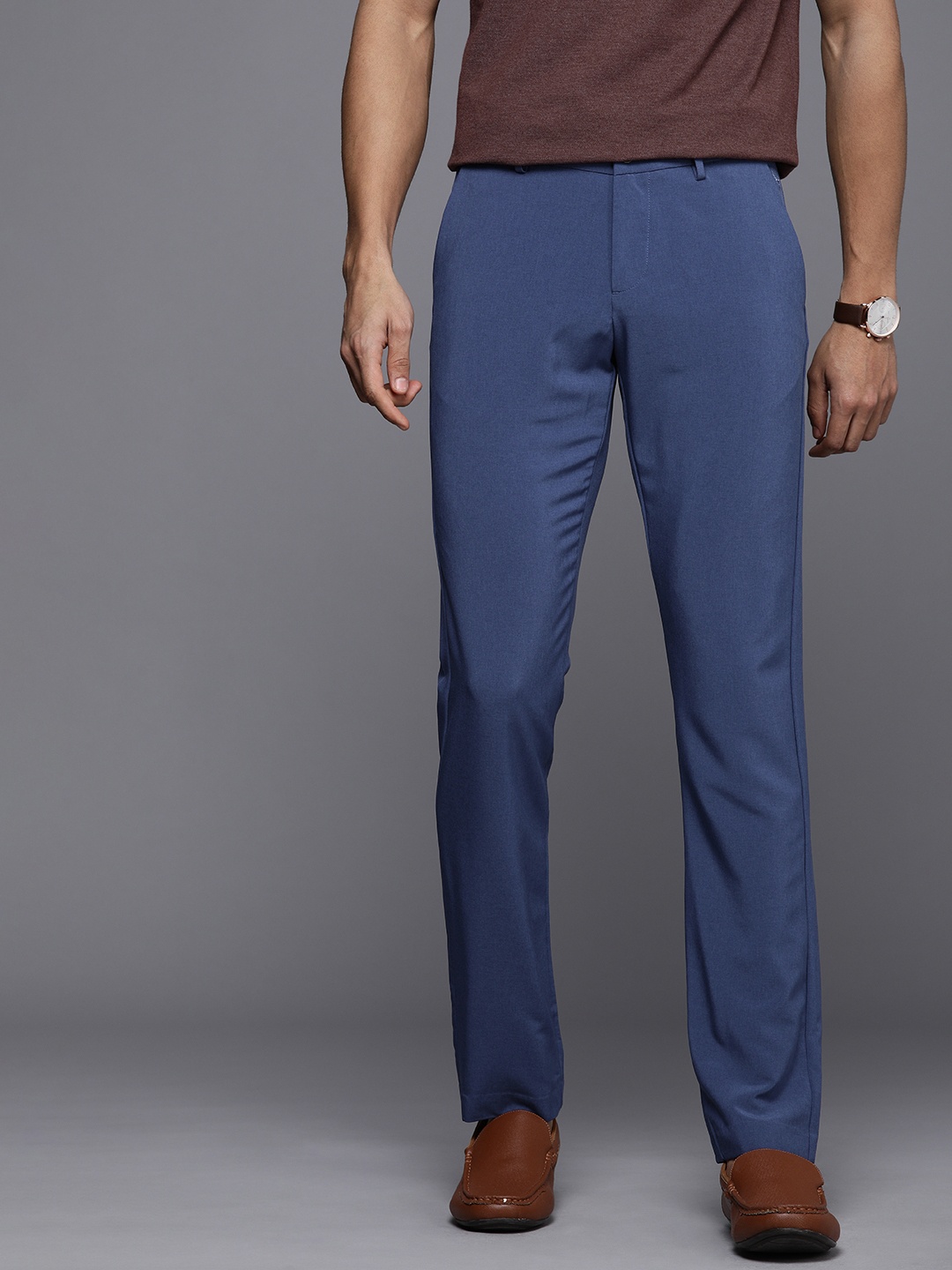 

Allen Solly Men Slim Fit Trousers, Blue