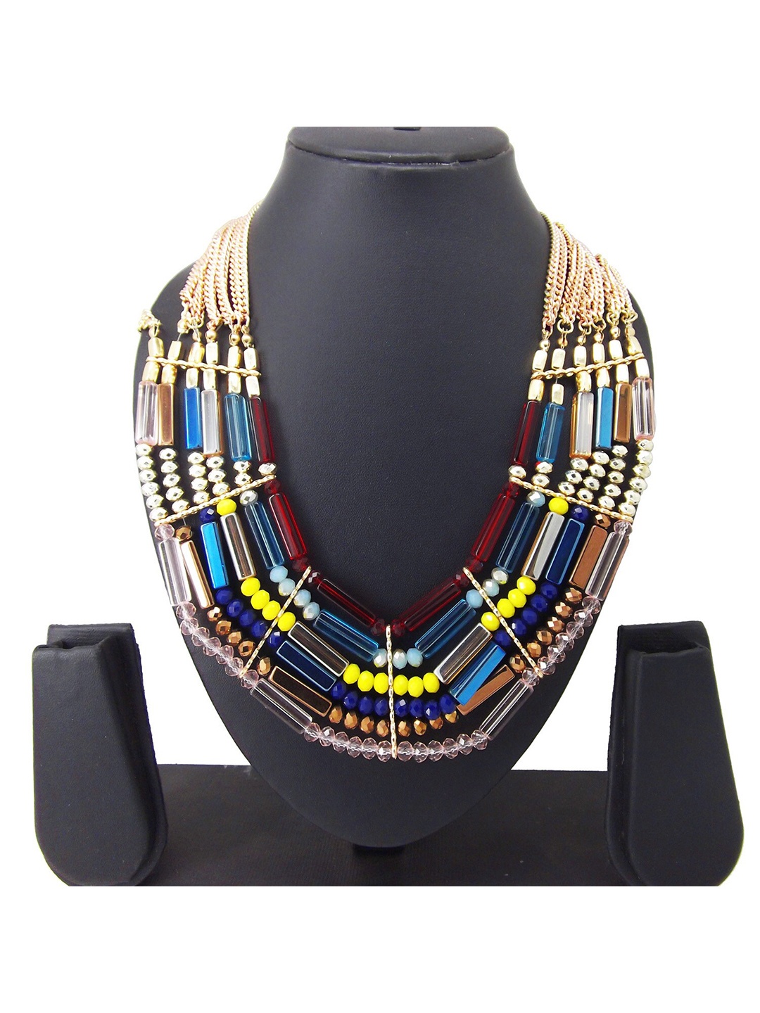 

FEMMIBELLA Gold-Toned & Blue Gold-Plated Bohemian Necklace