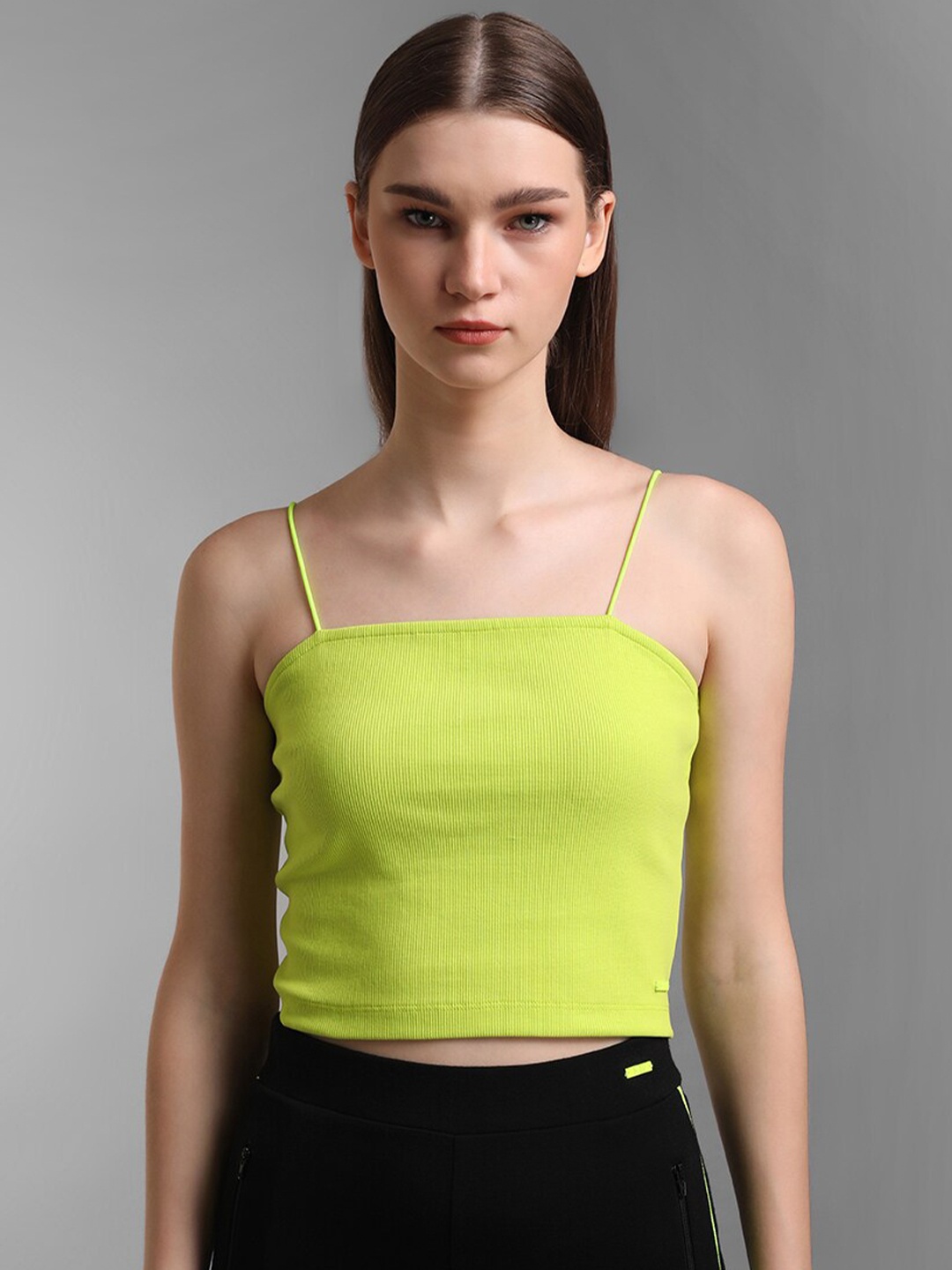 

Kazo Women Fluorescent Green Cotton Crop Top