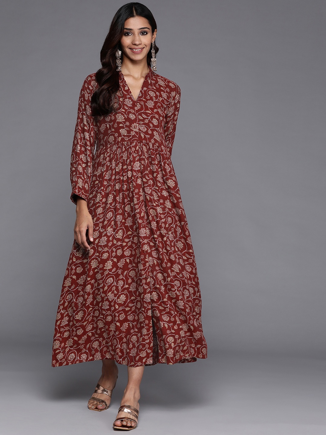 

Libas Women Maroon Floral Maxi Dress