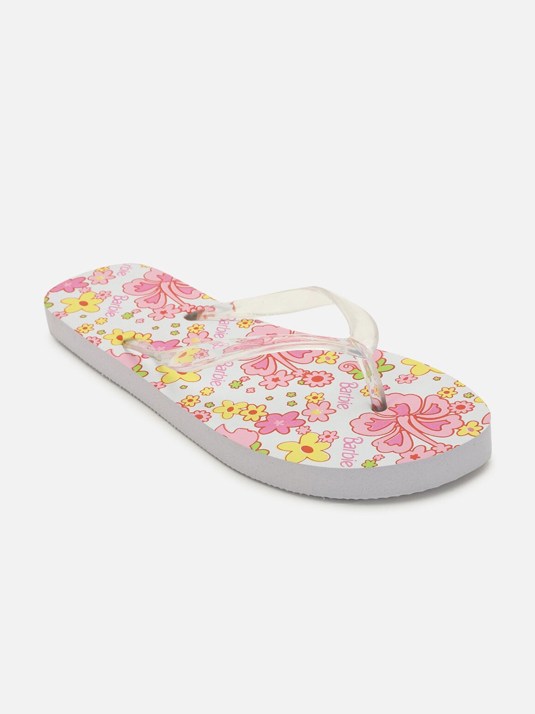 

FOREVER 21 Women White & Pink Printed Rubber Thong Flip-Flops