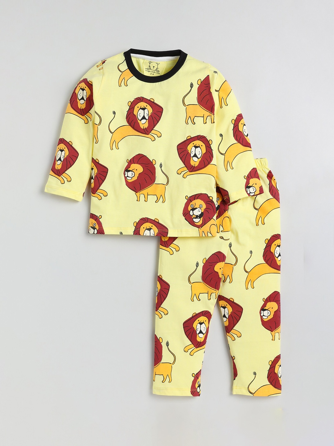 

Lazy Shark Boys Yellow & Maroon Conversational Printed Night suit