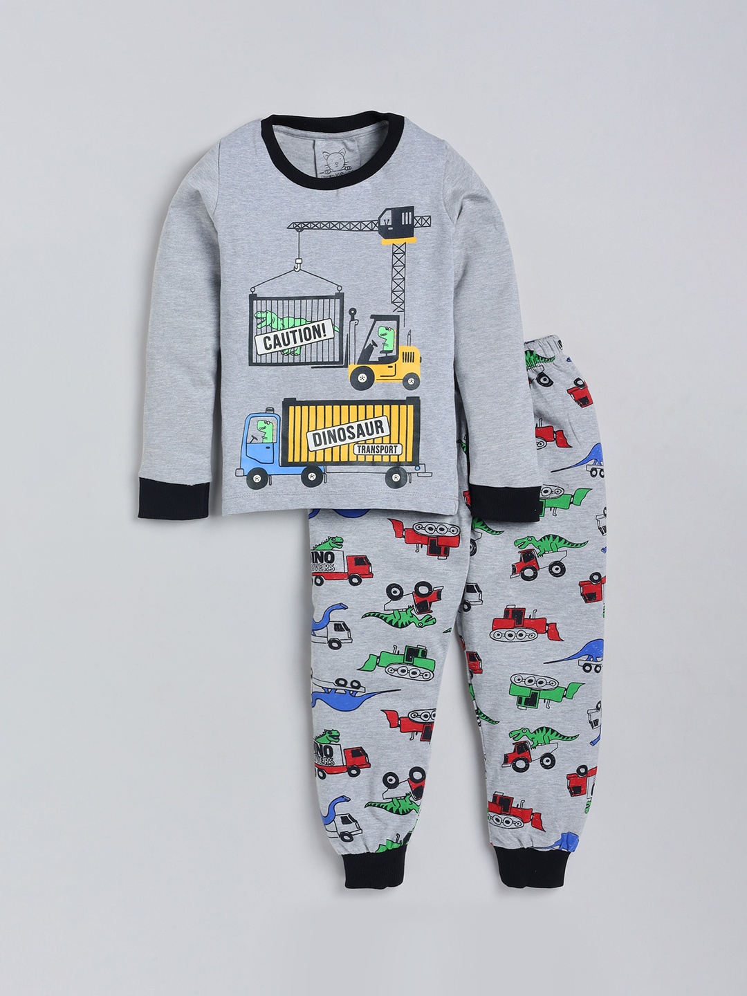 

Lazy Shark Boys Grey & Yellow Printed Night suit