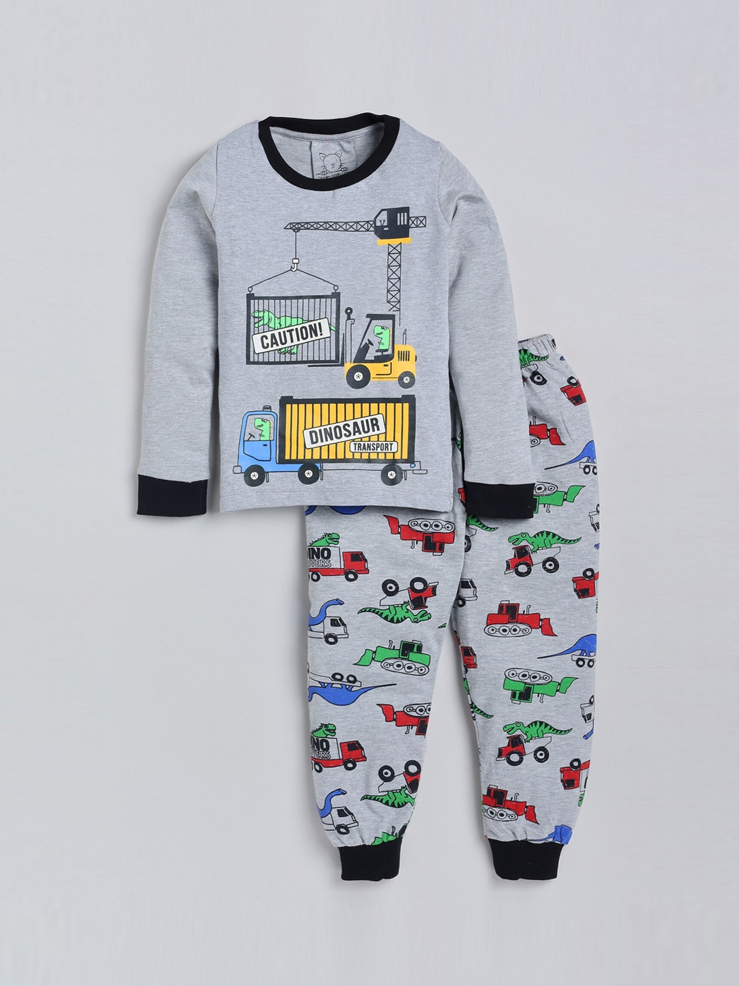 

Lazy Shark Boys Grey & Green Printed Night Suit
