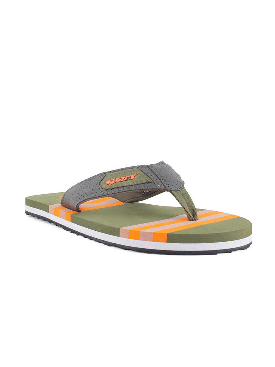 

Sparx Men Olive Green & Orange Striped Thong Flip-Flops