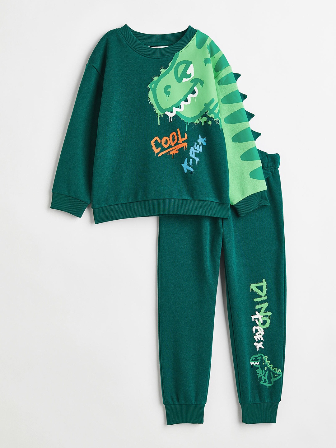 

H&M Boys Printed Cotton Blend Clothing Set, Green