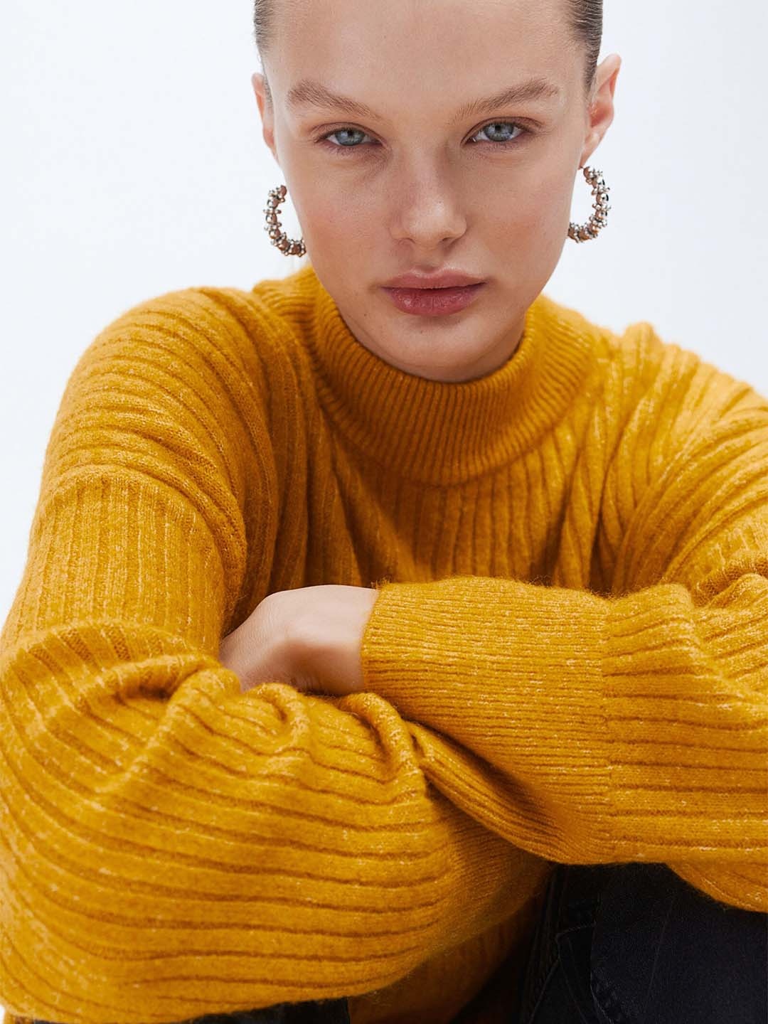 

H&M Women Yellow Rib-Knit Jumper