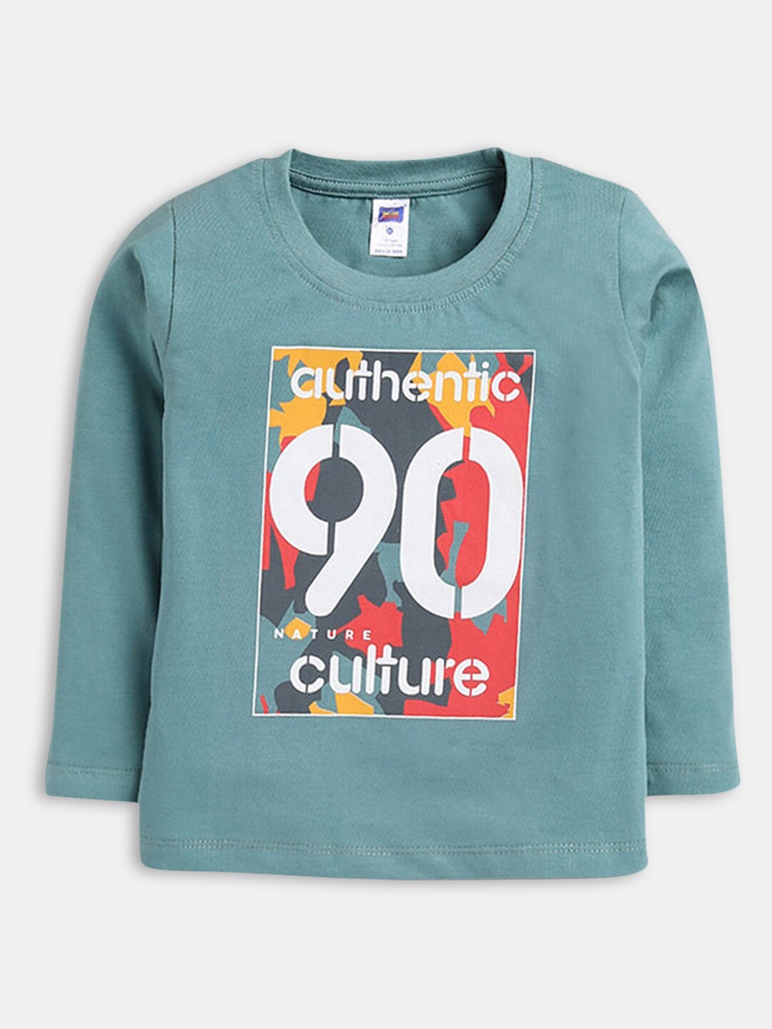

Hopscotch Boys Cotton Green Typography Printed T-shirt