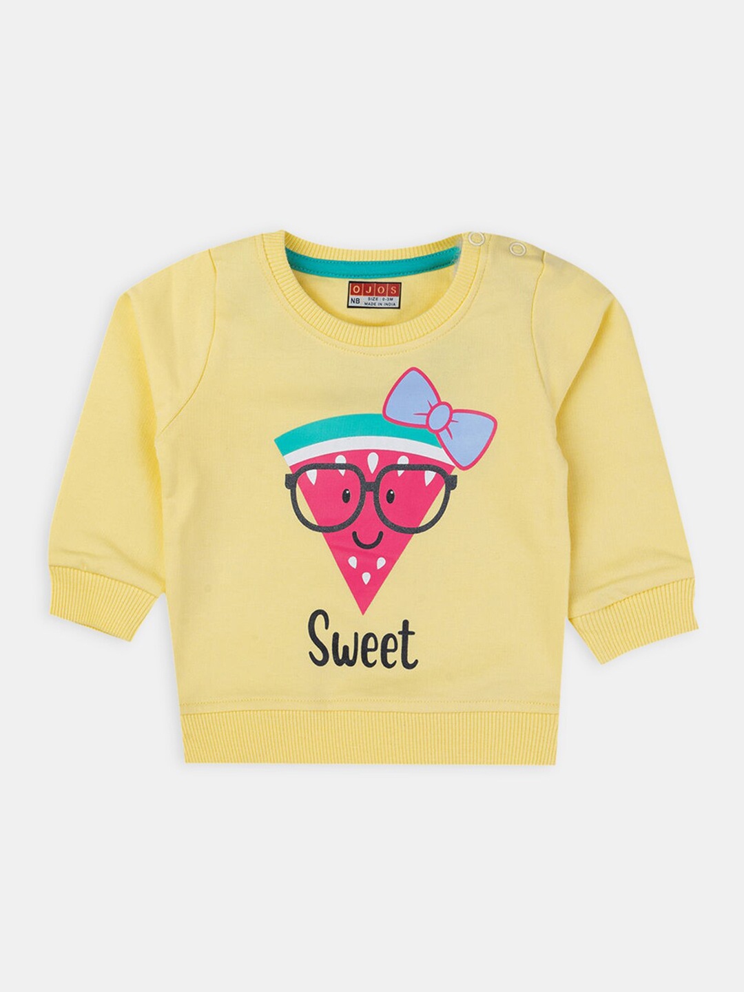 

Hopscotch Girls Yellow Printed Pure Cotton Sweatshirt