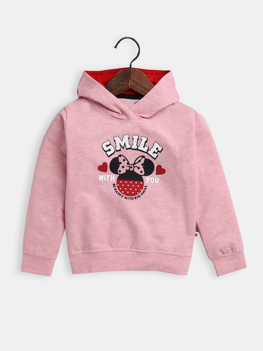 

Hopscotch Girls Pink Printed Hooded Sweatshirt