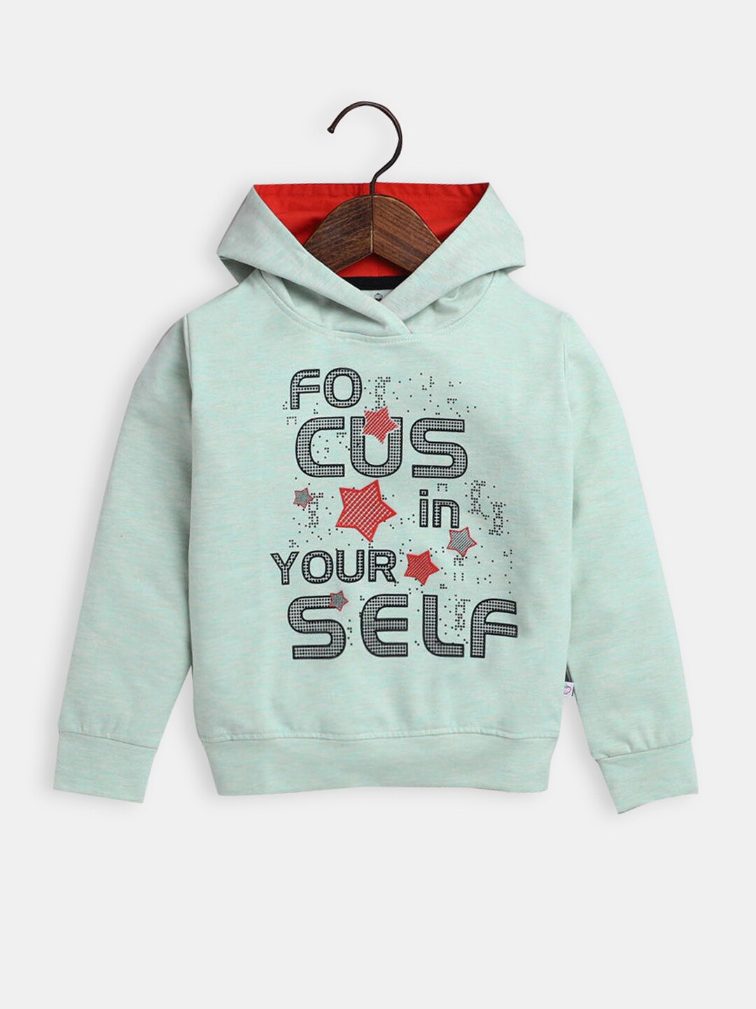 

Hopscotch Girls Green Cotton Printed Hooded Sweatshirt