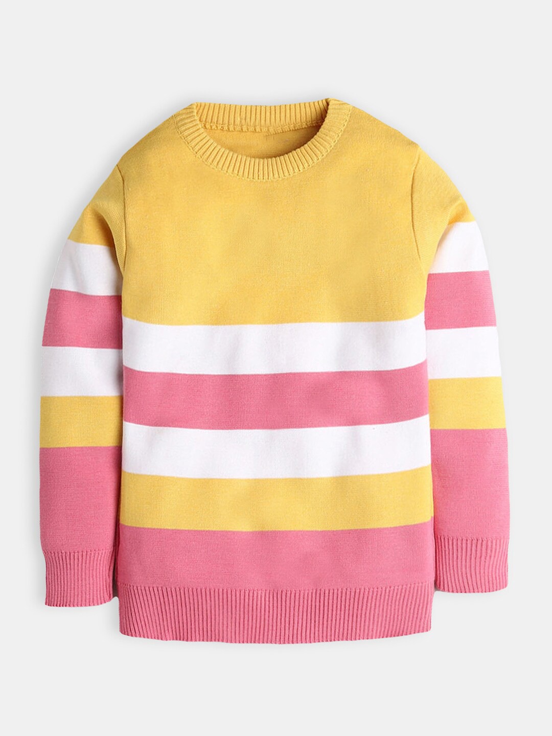 

Hopscotch Girls Yellow & White Striped Pullover