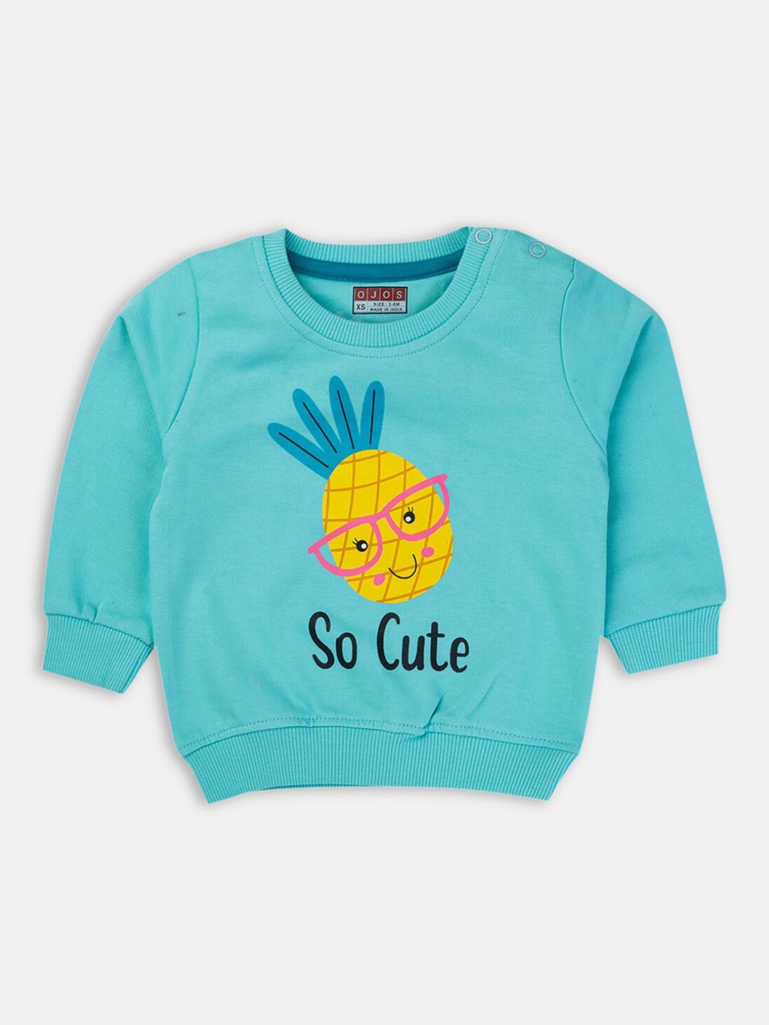 

Hopscotch Girls Blue Printed Pure Cotton Sweatshirt
