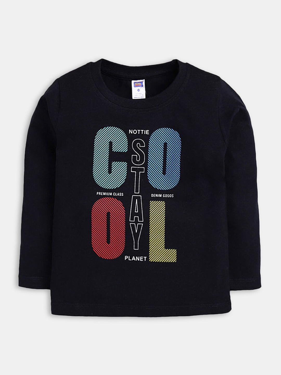 

Hopscotch Boys Navy Blue Printed Cotton T-shirt