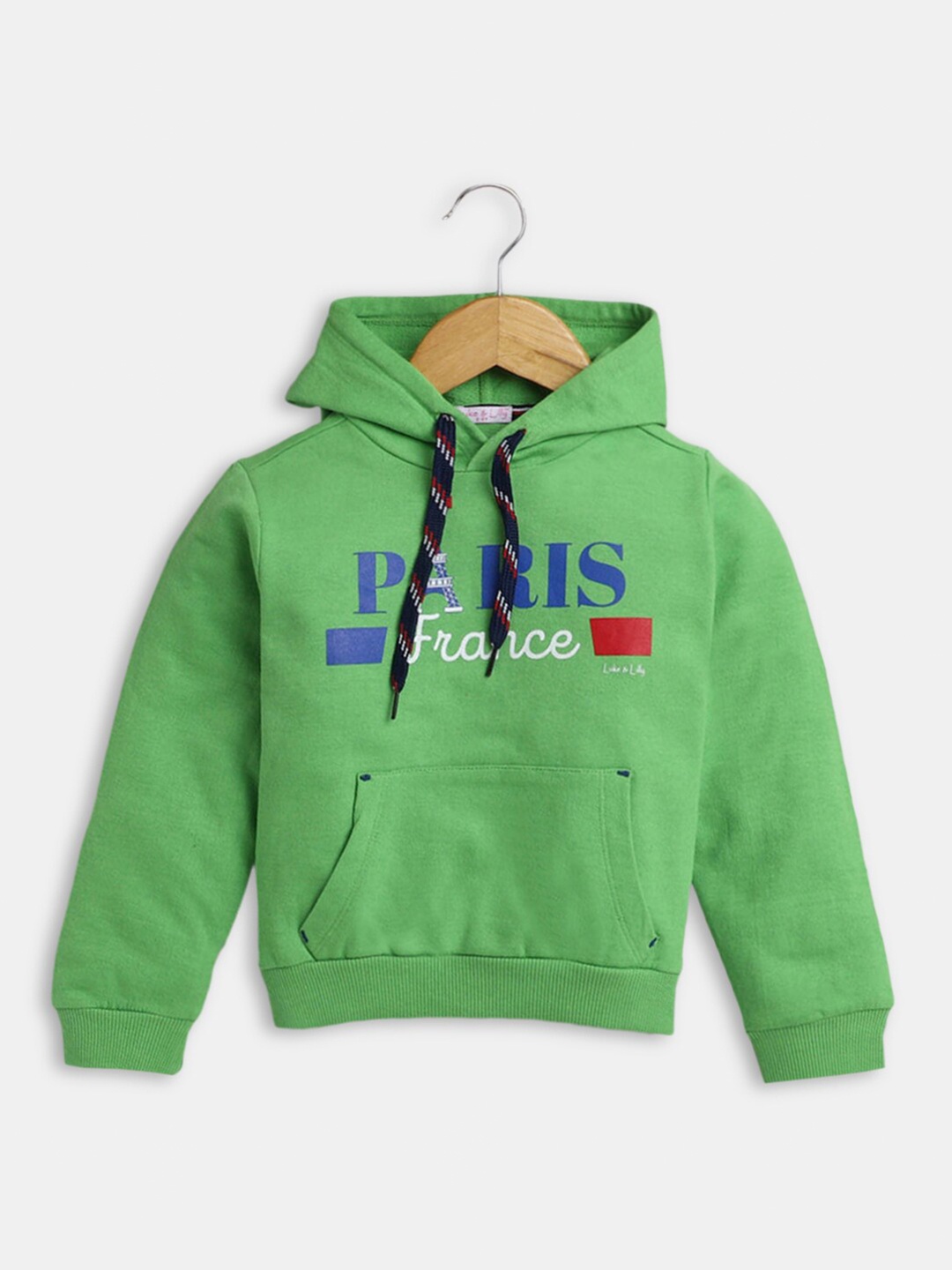 

Hopscotch Girls Green Printed Hooded Pure Cotton Sweatshirt