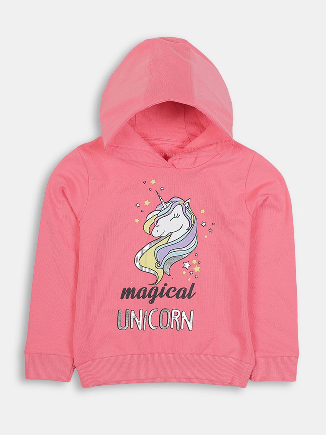 

Hopscotch Girls Peach-Coloured Printed Hooded Sweatshirt