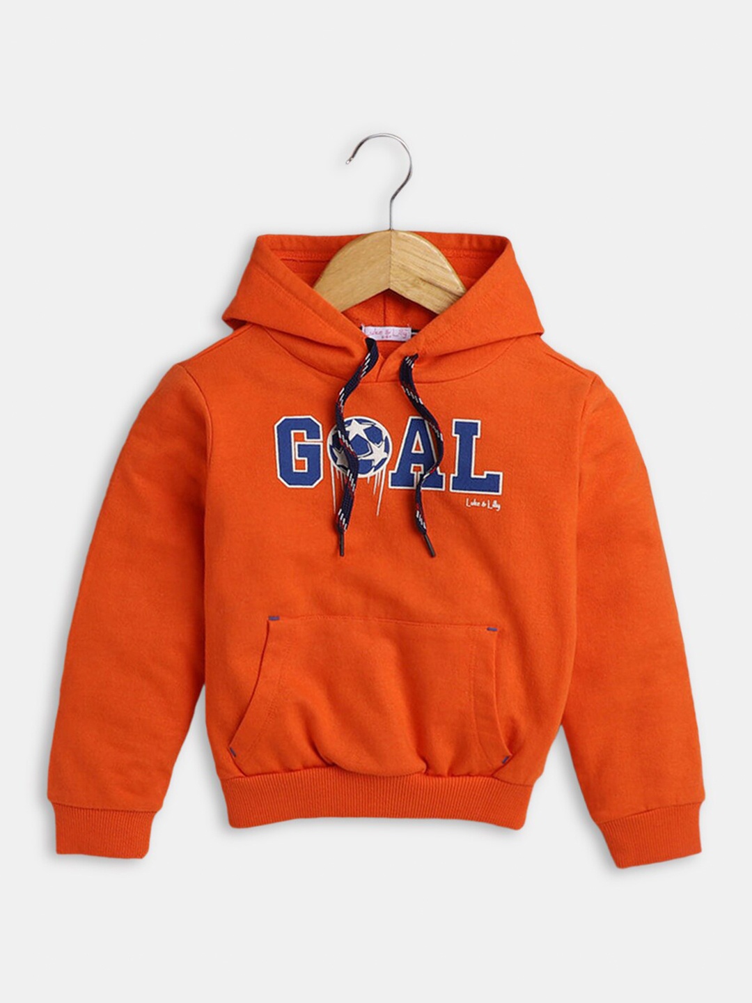 

Hopscotch Girls Orange Hooded Cotton Sweatshirt