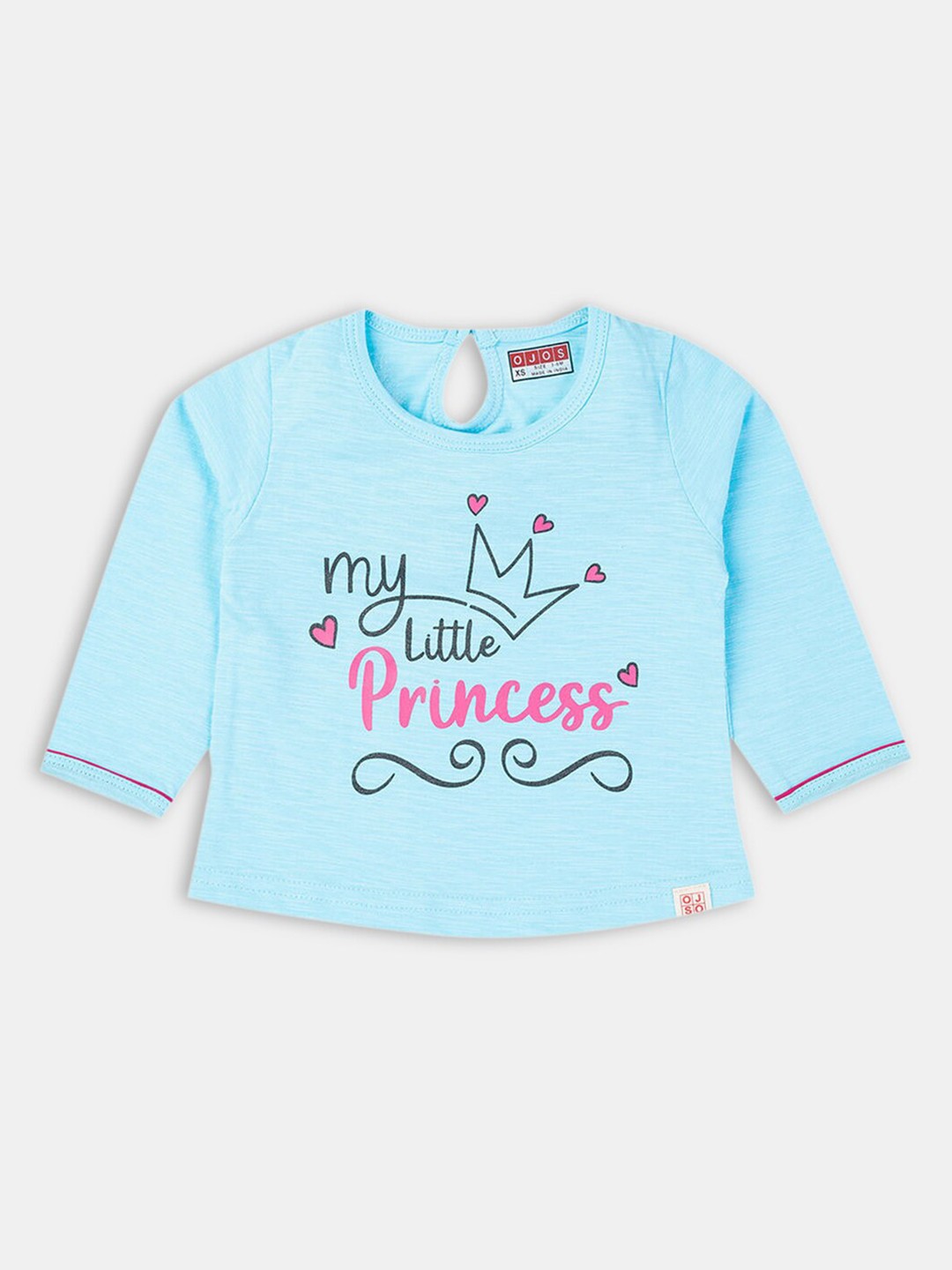 

Hopscotch Girls Blue Typography Printed Pure Cotton T-shirt
