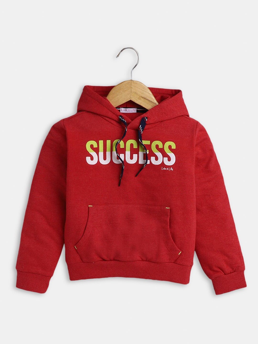 

Hopscotch Girls Red Printed Hooded Cotton Sweatshirt