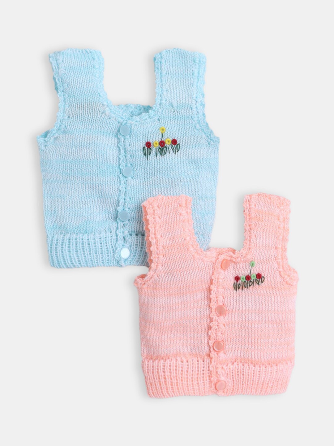 

Hopscotch Pack of 2 Infants Girls Peach-Coloured & Blue Cardigan